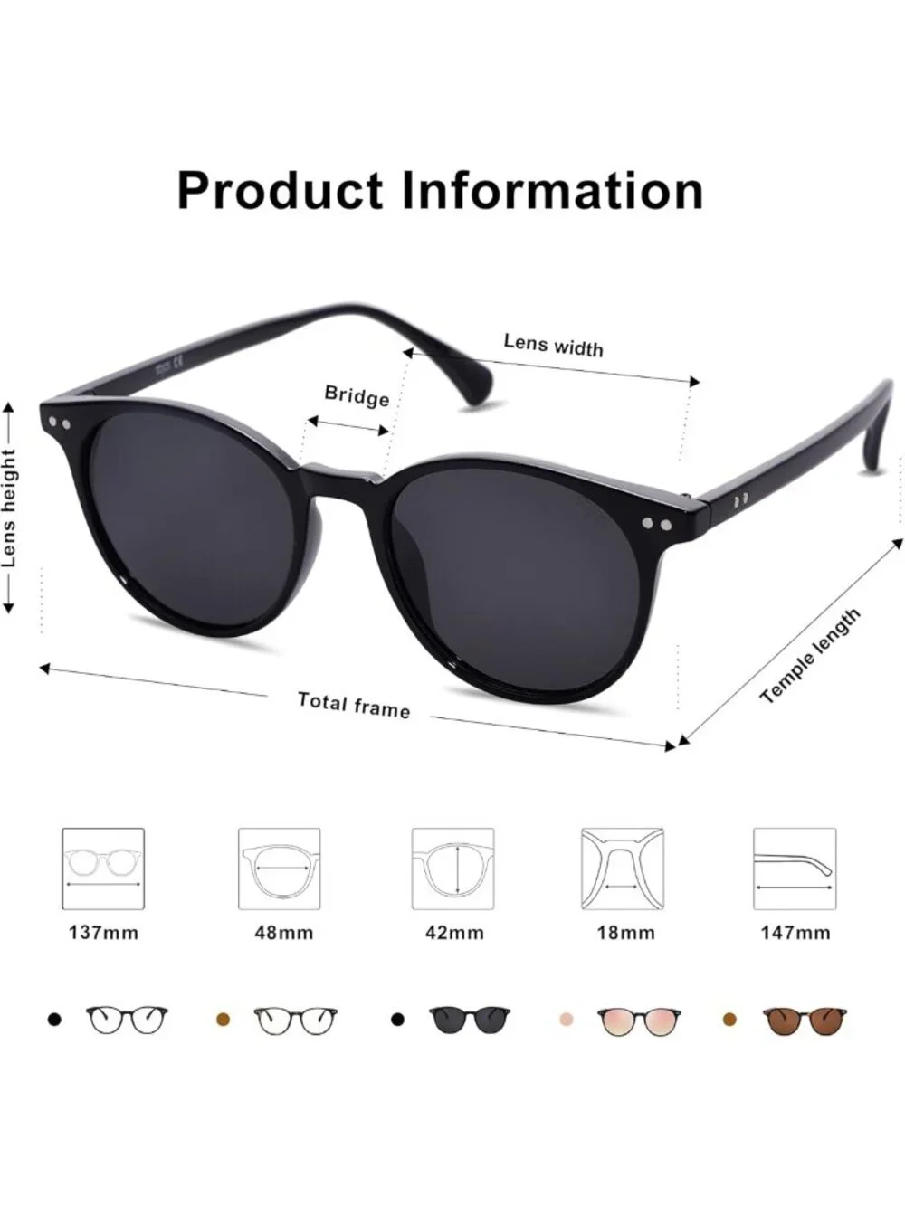 Vintage Round Polarized Sunglasses for Women & Men - UV400 Protection, Classic